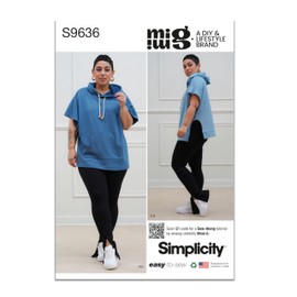 Simplicity Misses' Hoodies and Leggings Sewing Pattern Kit, Code S9636, Sizes 12-14-16-18-20, Multicolor