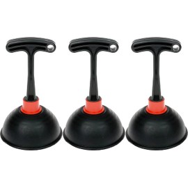 OFXDD Compact Handle Plunger for Toilet - Pack of 3 - Kitchen Plunger - Small Bathroom Cup Plunger - Short Standard Sink Plunger