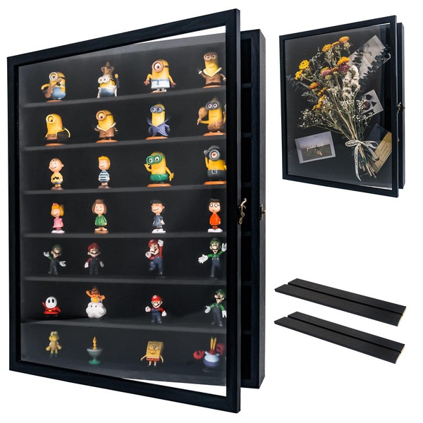 Hodeframe 16x20 Shadow Boxes Display Cases with Shelves, Black Deep