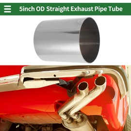 Motoforti 5" OD 150mm/5.9inch Length Straight Exhaust Pipe Tube T316 Stainless Steel Car Tubing Piping Surface Polishing Silver Tone