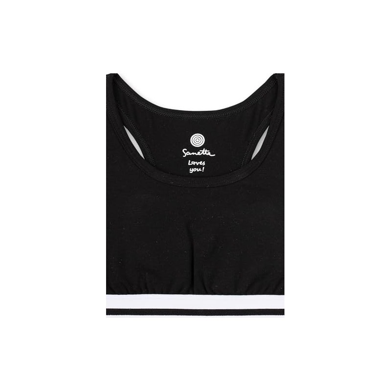 Sanetta Bustier Schwarz Reggiseno Sportivo, Super Black, 140 cm Bambina