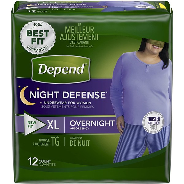 Depend Night Defense Incontinence Overnight Underwear for Women, XL, 12 Ct - 3 Pack