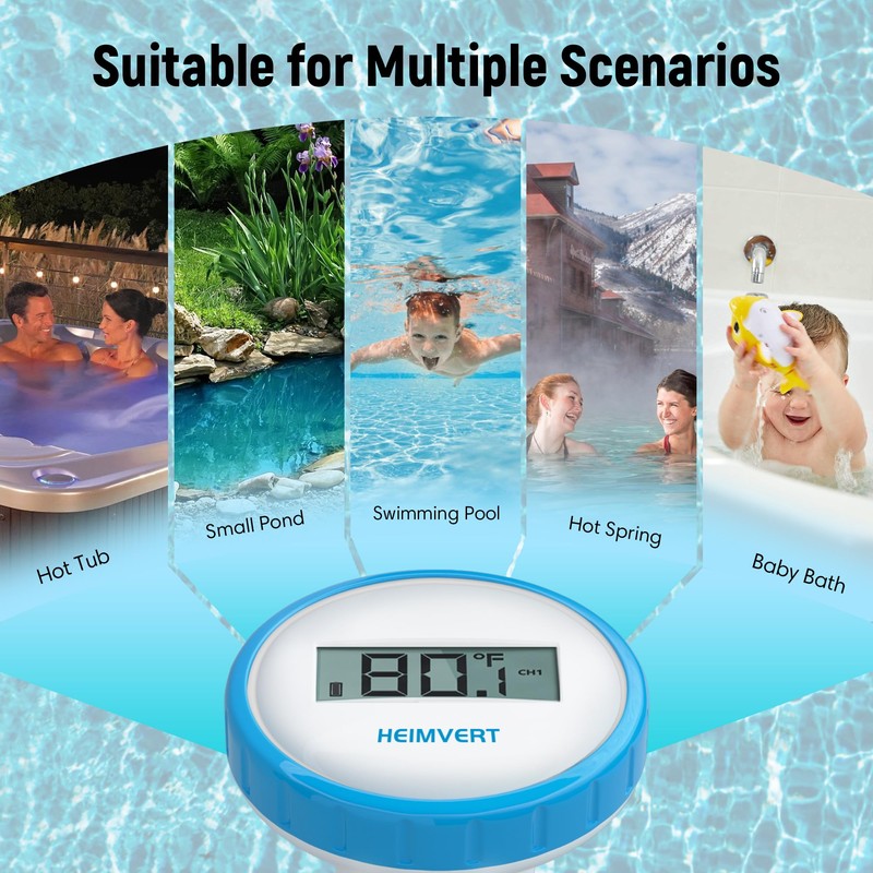 HEIMVERT Wireless Digital Pool Thermometer – Floating, Easy-to-Read Display, IPX8