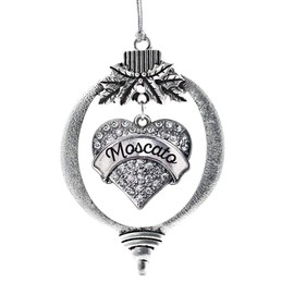 Inspired Silver - Moscato Charm Ornament - Silver Pave Heart Charm Holiday Ornaments with Cubic Zirconia Jewelry