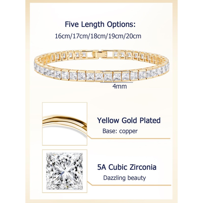 GOOGAS Princess cut Cubic Zirconia cz Simulated Diamond Gold Bezel