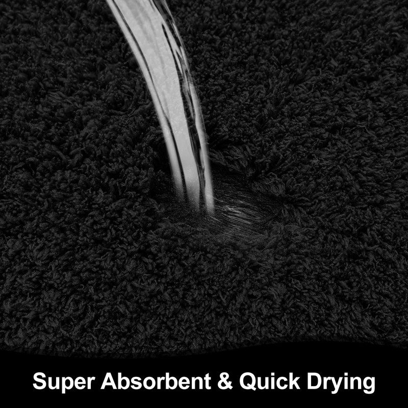 ATRUG Bathroom Rugs 24"x17", Black Extra Soft Absorbent Bath Mat,