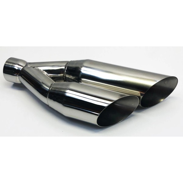 Dual Exhaust Tip 2.25" Inlet 3.50" Dual Outlet 18.00" Long