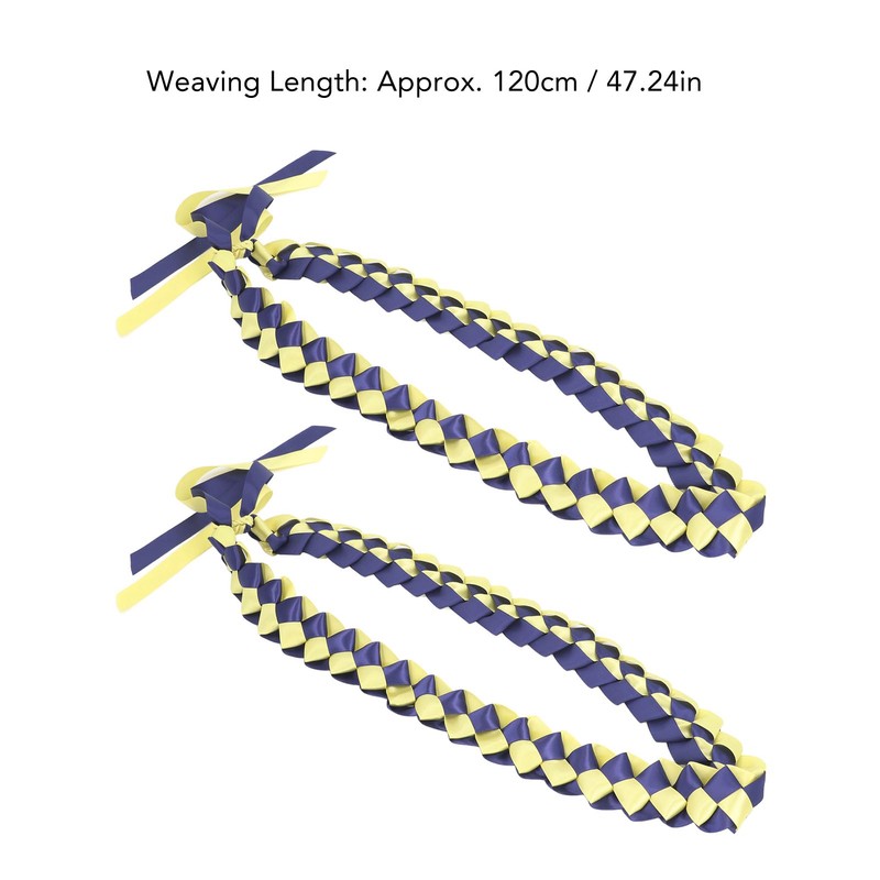 2Pcs Ribbon Leis Double Braided Necklace Graduation Congrats Accessory for