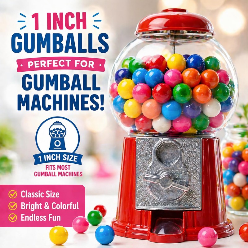 Bulk Rainbow Gumballs 1 Inch 4 lb, No Artificial Dyes