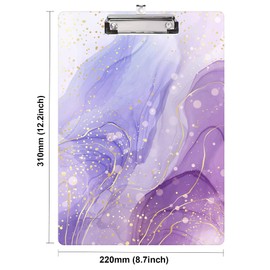 Fashion Clipboard, A4 Letter Size Wooden Decorative Clipboards for Teacher, Nurse, Doctor,Student and Kids, Cute Design for Standard Size 12.2" x 8.9"(C-Light Purple Marble)