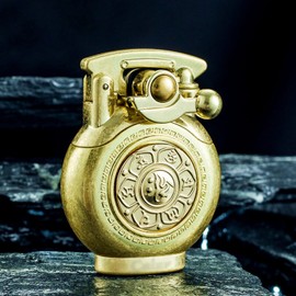 YANCONG Vintage Kerosene Lighter with Rotatable Compass, Cool Lighters for Smoking, Unique Birthday Gifts for Men Dad Husband (Knurled)