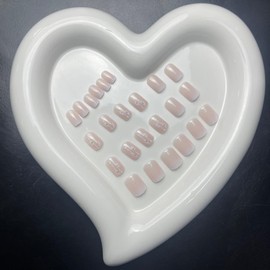 Pink White Gradient Press on Nails Short Square Fake Nails with Flower Design Glue on Nails Reusable Glossy Acrylic Artificial Stick on Nails Flower False Nails for Women Girls Manicure 24PCS…