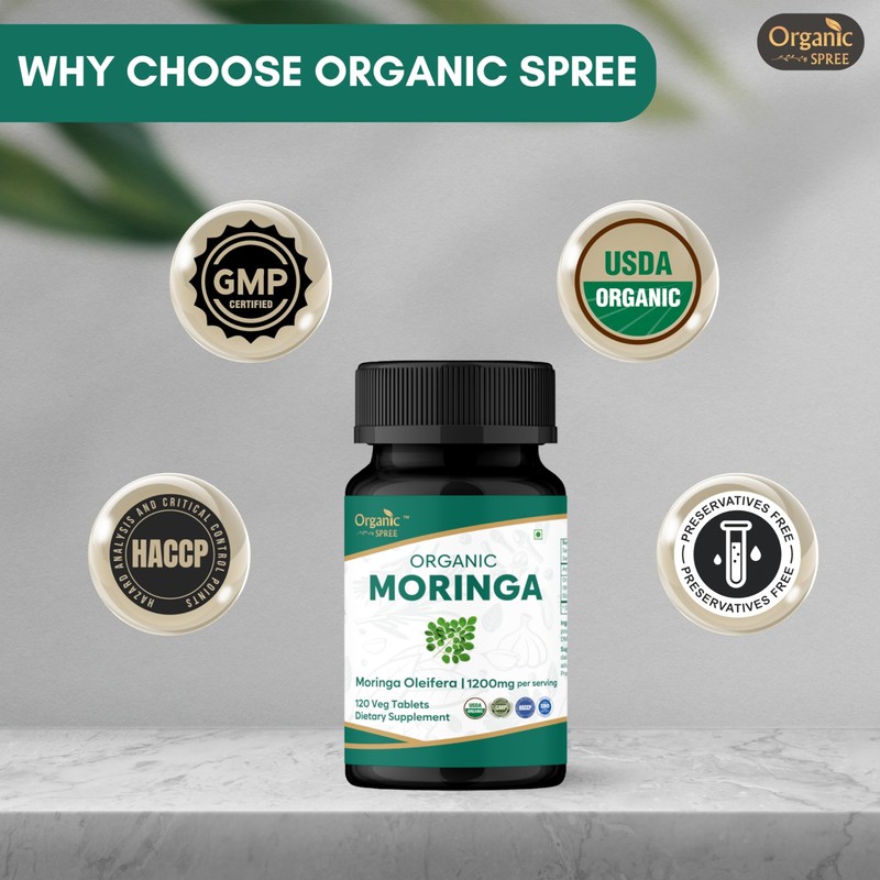 ORGANIC SPREE Moringa 120 Tablets | Moringa Oleifera (Drumstick Leaf)