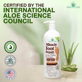 Miracle Foot Repair Cream | Bouteille de 32 onces | 60% de gel d'aloe vera pur | Fast Relief for Dry, Cracked, Itchy Feet and Heels | Hydratant | Softens | Restores Comfort | Stops Nasty Odor