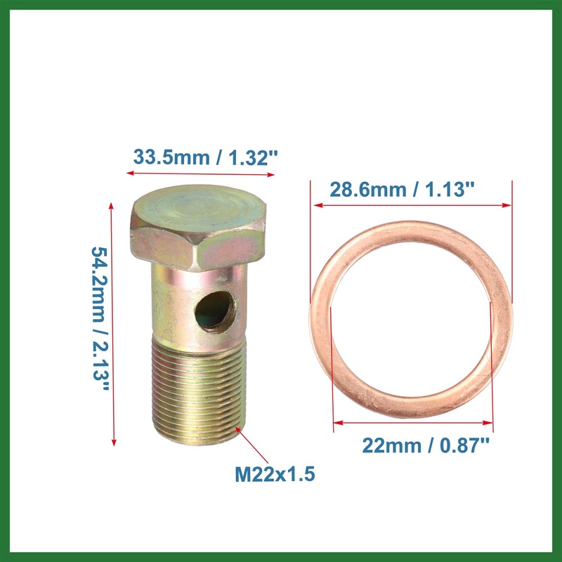 Motoforti 2 Set Banjo Bolt Brake Fitting Adapter Kit M22x1.5