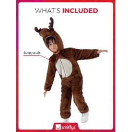 Smiffys Brown Reindeer Costume with Hooded Onesie