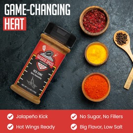 Tailgate Spices Red Zone Spicy Seasoning, Hot Spices and Seasonings for Chicken Wings, Grilling and BBQ, Jalapeño Blend, Vegan, Gluten Free, No MSG, 4.4 oz Spicy Chicken Seasoning Rub