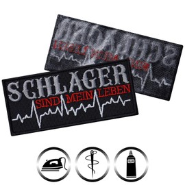 Schlager sind mein Leben Sew-on Music Fan Iron-On Biker Patch Funny Saying Traditions Badge Rocker Iron-On Transfer Sticker Gift Application for Leather Jackets Hat Jeans Bag 90 x 40 mm
