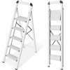KINGRACK Aluminium 5 Step Ladder, Lightweight Step Stool with Non-Skid