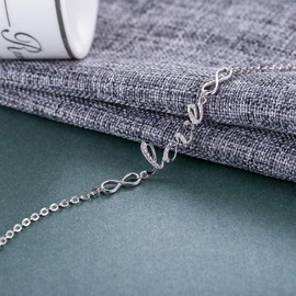 BlingGem White Gold Plated Sterling Silver Cubic Zirconia Infinity Love Letter Bracelet for Women