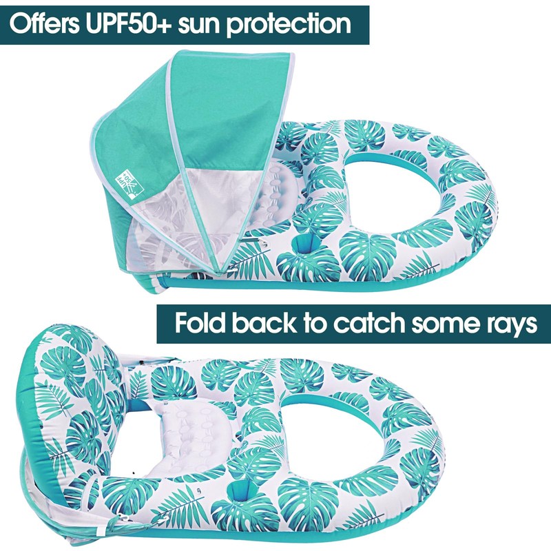 COOLCOOLDEE Pool Lounge Float with Canopy UPF50+,Extra Large Pool Floats