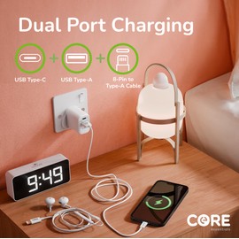 Core Essentials | 8-Pin Charge Kit | Fast Charging 12W | Smartphone & Device Charging Kit |Includes Plug + Cable | 1 Year Warranty