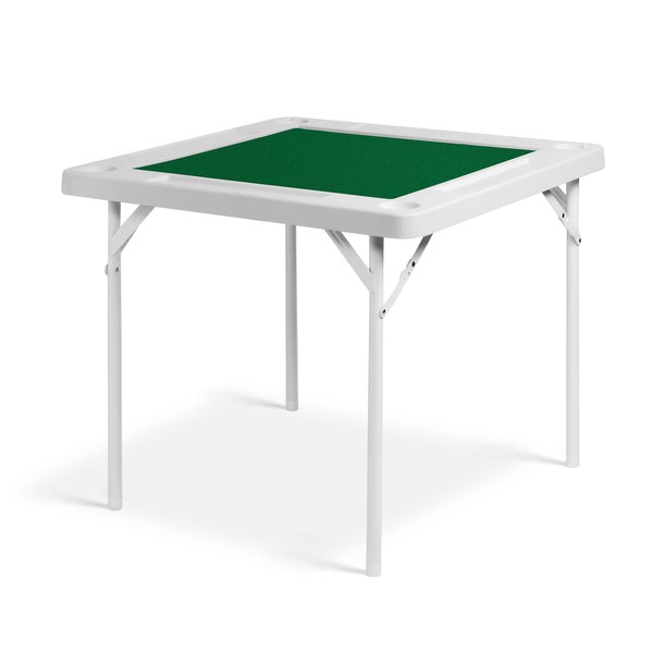 DC DICLASSE Folding Mahjong Table 35.4'' Foldable Square 4 Player Card Poker Table with Cup Holders & Chip Trays for Playing Mahjong, Dominoes