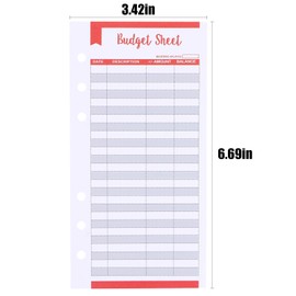 Teqooza Budget Sheets A6 Expense Tracker Paper, 6 Ring Money Tracker Cash Envelope Binder Inserts Assorted Colors for A6 Budget Planner Wallet, 12 Sheets