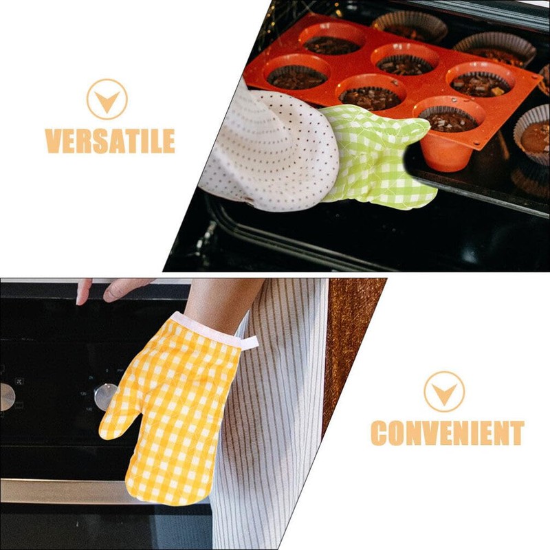 Kichvoe 2pcs Kids Oven Mitts Children Small Gloves Cute Heat