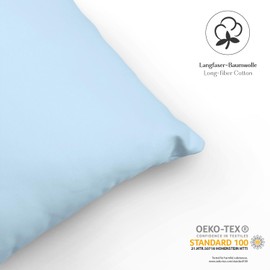 Alreya Set of 2 Mako Satin Cushion Covers 40 x 80 cm - 100% Cotton with YKK Zip, Super Soft Pillow Case, Pillow Slip, Oeko-Tex® Standard Certified, Light Blue, Cushion Cover Only