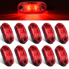 10 Pcs 2.5 Inch LED Trailer Lights 2 Diode Waterproof LED Trailer Side Marker Lights Oval Signal Running Lights For Truck Boat RV (Red)
