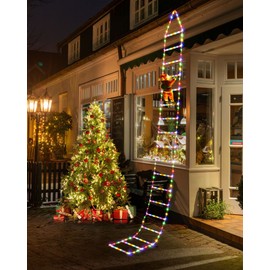 Decoraciones de Navidad con luces LED de escalera con Papá Noel de escalada, luces decorativas de Navidad para interiores de 10 pies, 8 modos de árbol de luces de Navidad para el hogar, día festivo,