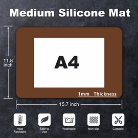 Silicone Mat for Kitchen Counter, Silicone Mat Trimable to Size (Brown, 15.7×11.8inch-4pcs), BPA-Free Silicone Placemat, Heat-Resistant NonSlip Table Mat for Air Fryer, Countertop Protector Mat