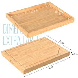 Stove Top Covers for Electric Stove 30”x22” (Outer) / 28.9”x20.8” (Inner) – 3 in 1 Over The Sink Cutting Board, Gas Stove Cover and Ottoman Tray for Kitchen with Handles & Juice Groove for Kitchen.