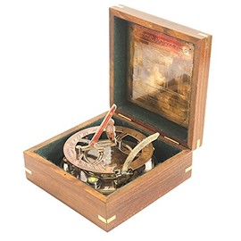 5 inches Functional Large Sundial Compass in Handcrafted Rosewood Case Top Grade Quality | Working Compass, Steampunk Accessory, Sundial Clock, Calibrated Vintage Gift Idea