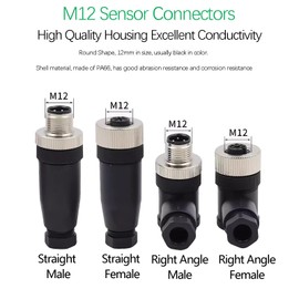 ZBLZGP M12 5Pin A Code Connector Waterproof Male Sensor Plug Electrical Circular Aviation 12mm Thread Joint Screw Termination Unshield Field Wireable Connector 3Pack