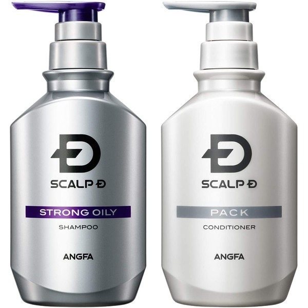 Scalp D Shampoo Men's Strong Oily 2-Piece Set (Shampoo & Conditioner), For Ultra Oily Skin, Hair Growth Shampoo, Quasi-Drug, ANGFA