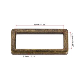 sourcing map Metal Rectangle Ring Buckles 32x12.5mm for Bags Belts DIY Bronze Tone 6pcs