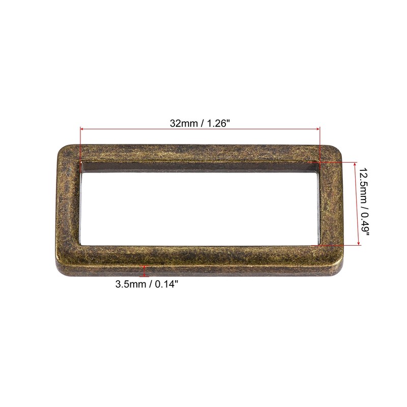 sourcing map Metal Rectangle Ring Buckles 32x12.5mm for Bags Belts