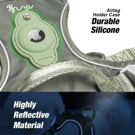 TSPRO Dog Harness with Airtag Holder, Tactical Dog Vest Harness with Handle, Adjustable Heavy Duty Reflective Harnesses, Durable and No-Pull for Small Dogs (Green Size 1)