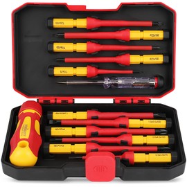 HORUSDY 1000V Insulated Electrician Screwdriver Set - 13-Piece Professional Electrical Screwdriver Set Insulation Handle CRV Steel Magnetic Phillips Slotted Pozi Torx Tips VDE & GS Certified