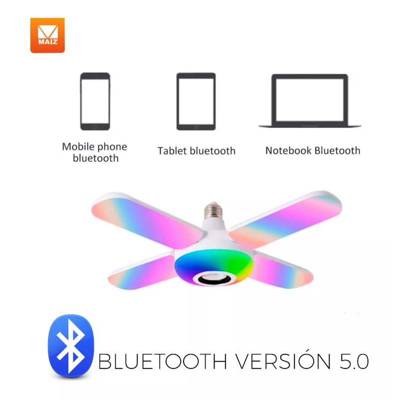 Maíz Foco Led Bocina Bluetooth Rgb Multicolor + Control Remoto