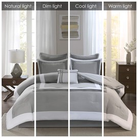 Comfort Spaces Malcom Cozy Comforter Set - Modern Trendy Design, All Season Down Alternative Bedding, Matching Shams, Hotel Deluxe Gray, Queen