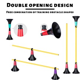 Basketball Training Cones and Agility Poles Set, 8pcs Cones with Anti-Slip Silicone Sleeve & 8pcs 19.7" Poles, Heavy Duty Soccer Training Equipment for Dribbling Drills and Speed Hurdles (Red)