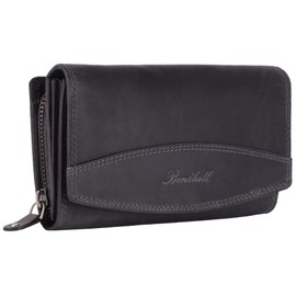 Benthill Women's Leather Purse XXL – Large Wallet with RFID Protection – Genuine Leather Vintage Women's Purse with Gift Box, gray, Classic