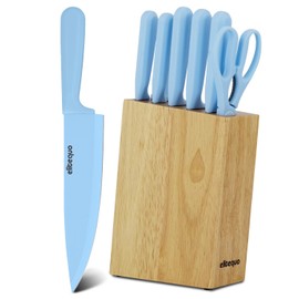 Elitequo 8 Piece Kitchen Knife Block Set with Sharpener,Dishwasher Safe,German Stainless Steel Knife Block Set