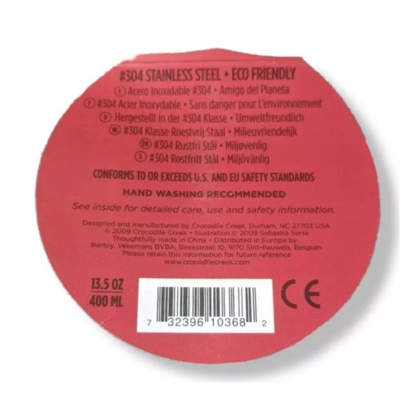 Crocodile Creek Stainless Steel Water Bottle 13.5oz Capacity -Wolf Knight