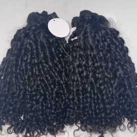 Raw Human Hair Kinky Curly Bundles Vietnamese Raw Hair Swiss Lace Frontal Vendor with hd 4*4 5*5 Closure Indian Curly Loose Deepstyle: all, color: Pixie Curly, Stretched Length: 18 in