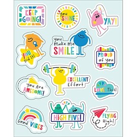 Carson Dellosa Happy Place Motivational Sticker Pack, 72 Inspirational Stickers for School Supplies, Reward Stickers, Game Prizes, Positive Affirmation Stickers (6 Sheets)