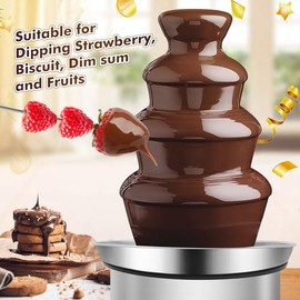 Máquina de fuente de chocolate, máquina eléctrica de fuente de fondue de chocolate, acero inoxidable, capacidad de 4 libras, para chocolate, caramelo,